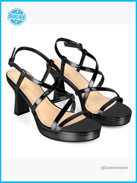 Lilgiuy Women Slingback Chunky Heel Sandals Strappy Platform Block Heels Womens Dress Pumps